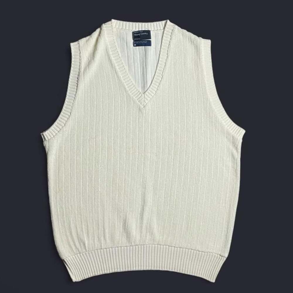 Vintage cream ribbed knit vest JCPenney Men’s Medium
